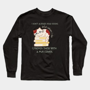 Funny Cat with Books Pun Long Sleeve T-Shirt